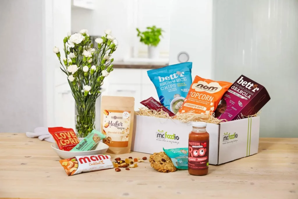 Mr.Foodis Snackbox mit verschiedenen Snacks
