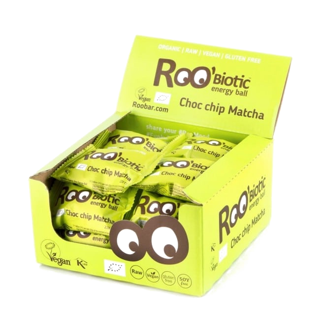 RooBiotic Energy Ball Schoko Matcha 22g — Dein Lieblings Geist-Verstärker Schoko wird mit Matcha kombiniert, die die körperliche Leistungsfähi